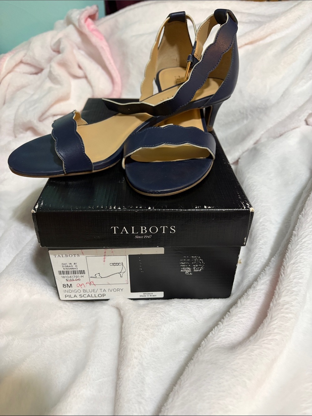 Talbots Indigo Scallop Ankle-Strap Heels